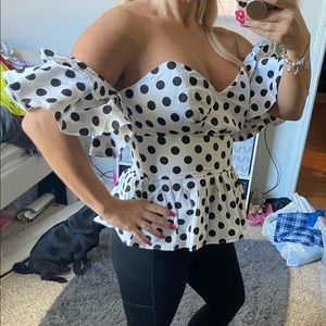 Venus polka dot crop top bell sleeve